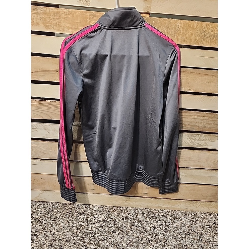 Adidas zip up track Jacket girls size X-L (16) Grey/pink - Picture 6 of 8